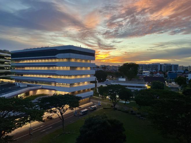 SUTD campus sunset from the hostel