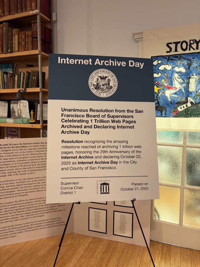 A counter display showing one trillion archived pages.