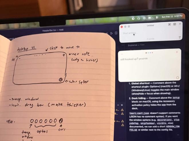 Sketching the UI and the implementation side-by-side
